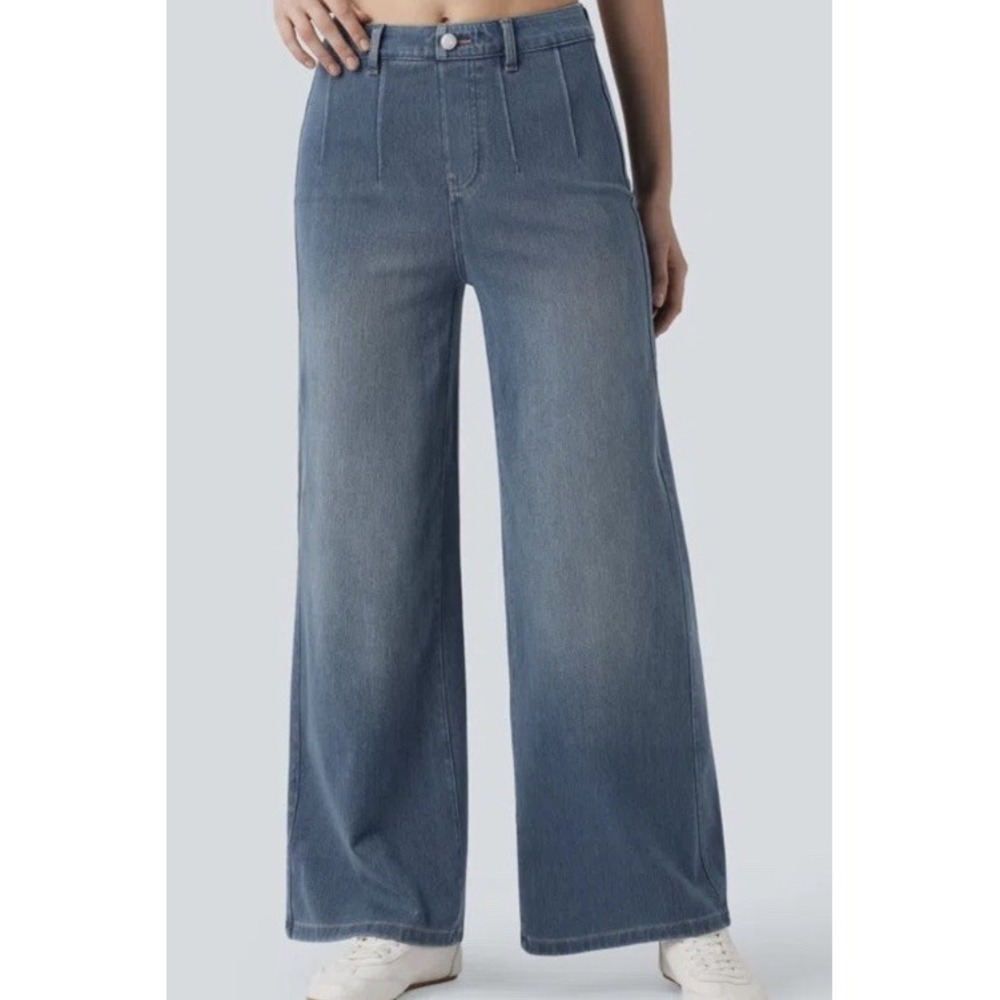 Halara Flex™ High Waisted Tummy Control Wide Leg Casual Jeans with Pockets XS